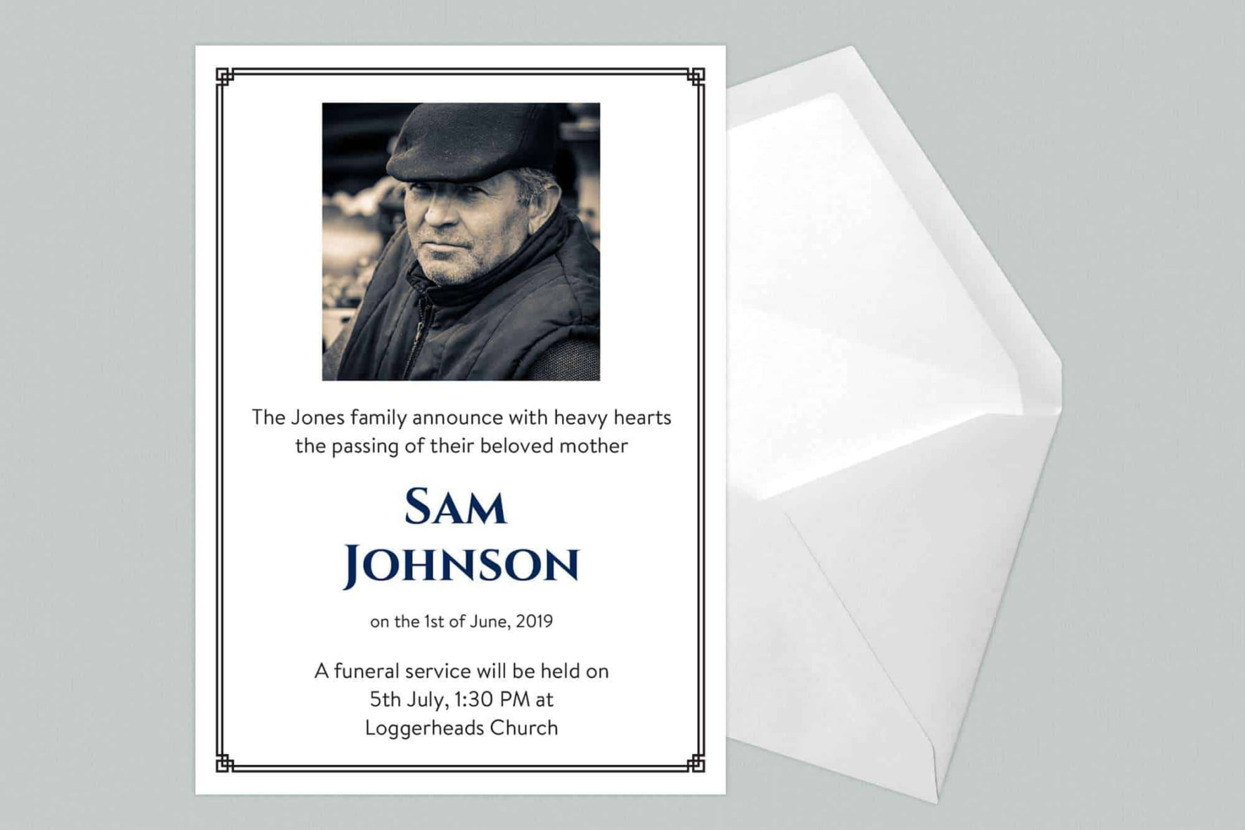 Funeral Announcement Cards-Design 6 - Landscape