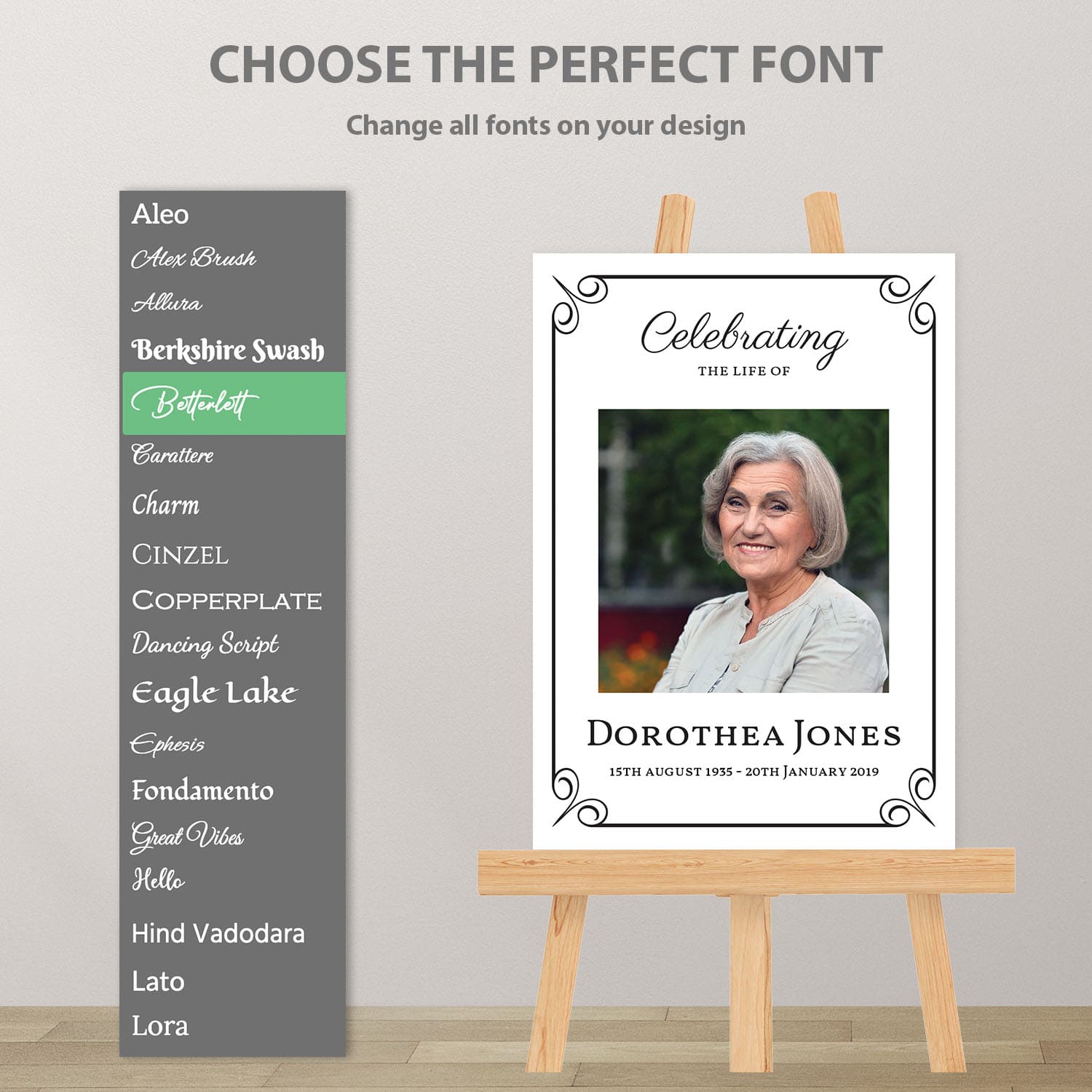funeral memory boards best fonts Border Style 2