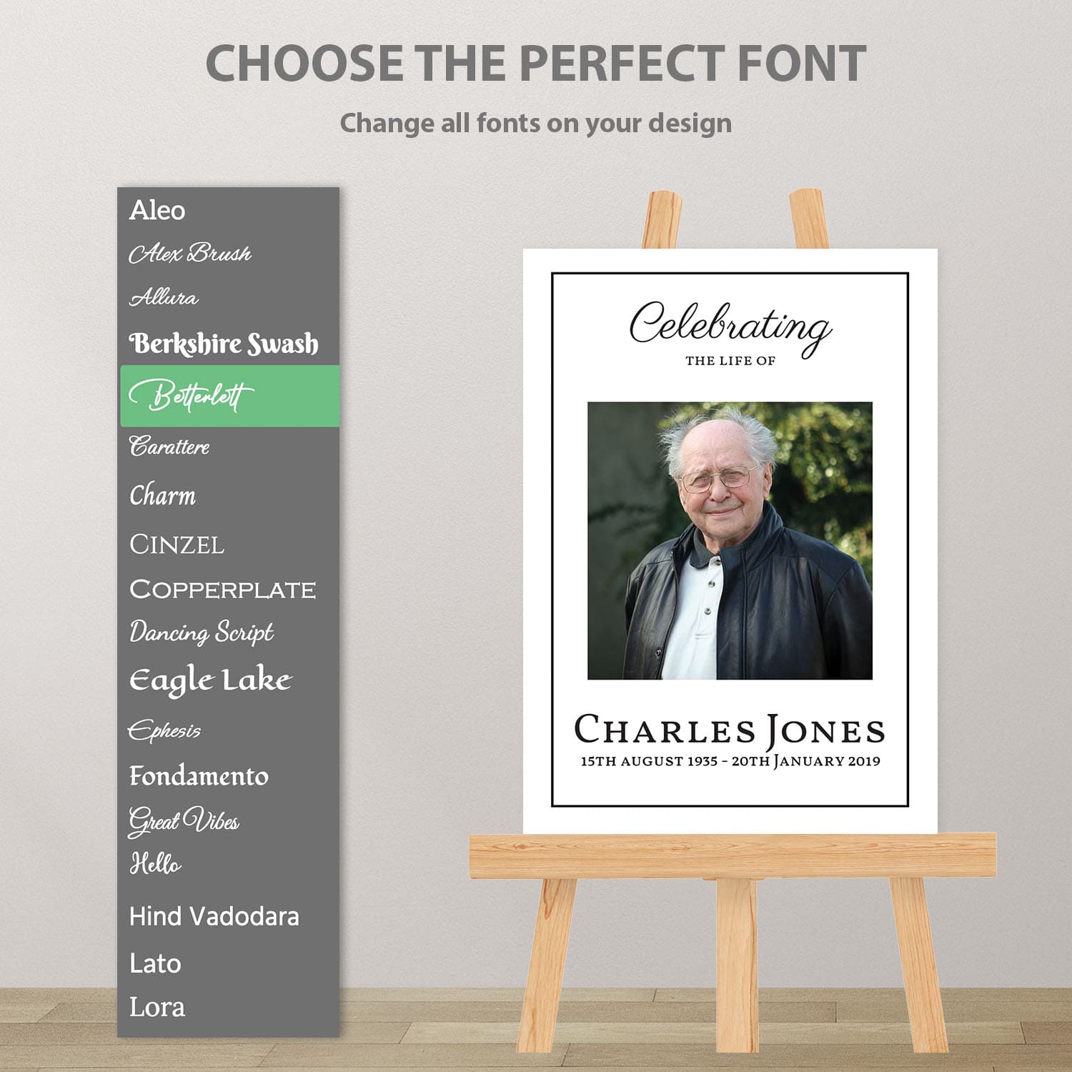 funeral memory boards best fonts Border Style 1