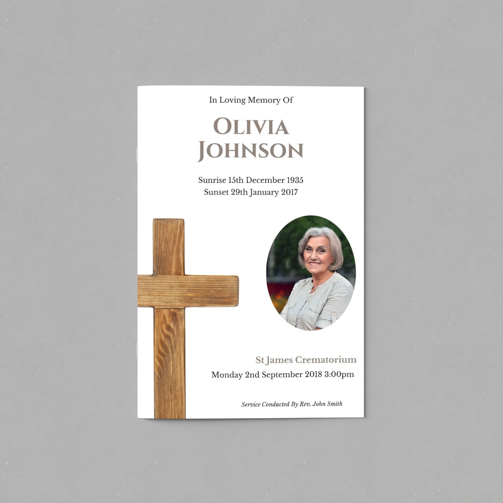 funeral-order-of-service-booklet-Wooden Cross with Photo